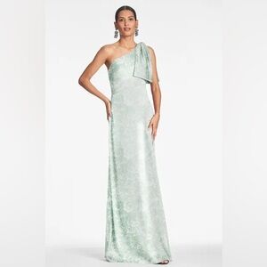 Sachin + Babi One-Shoulder Mint Green Evening Gown